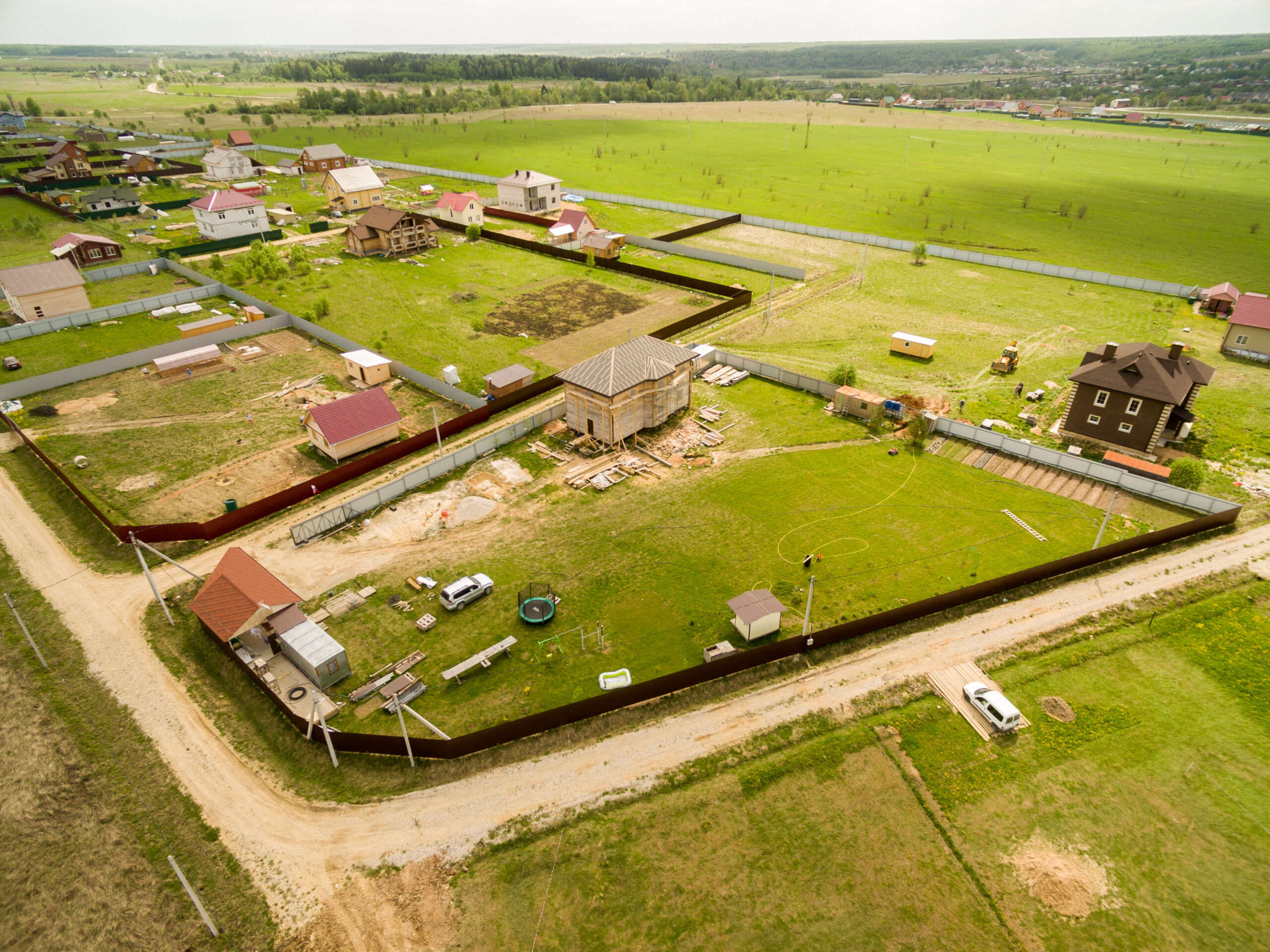 Bird perspective of village. View from the top